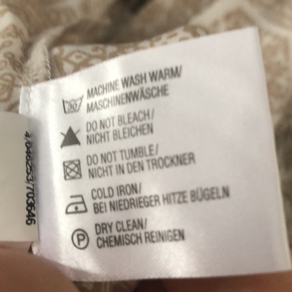 Tan/ Creme pattered, sleeveless, long wrap blouse, Zero, Eur36/US6, - Picture 9 of 10